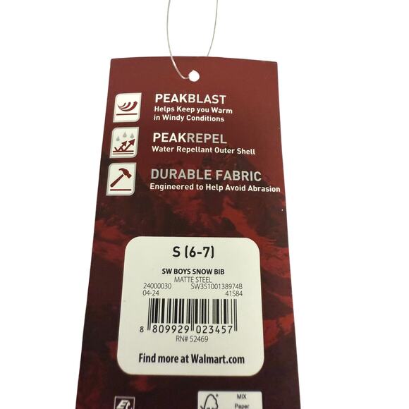 NEW SwissTech S 6/7 Gray Zip Front Snow Bibs Ski Snowboard Pant boy girl kid - Picture 3 of 4